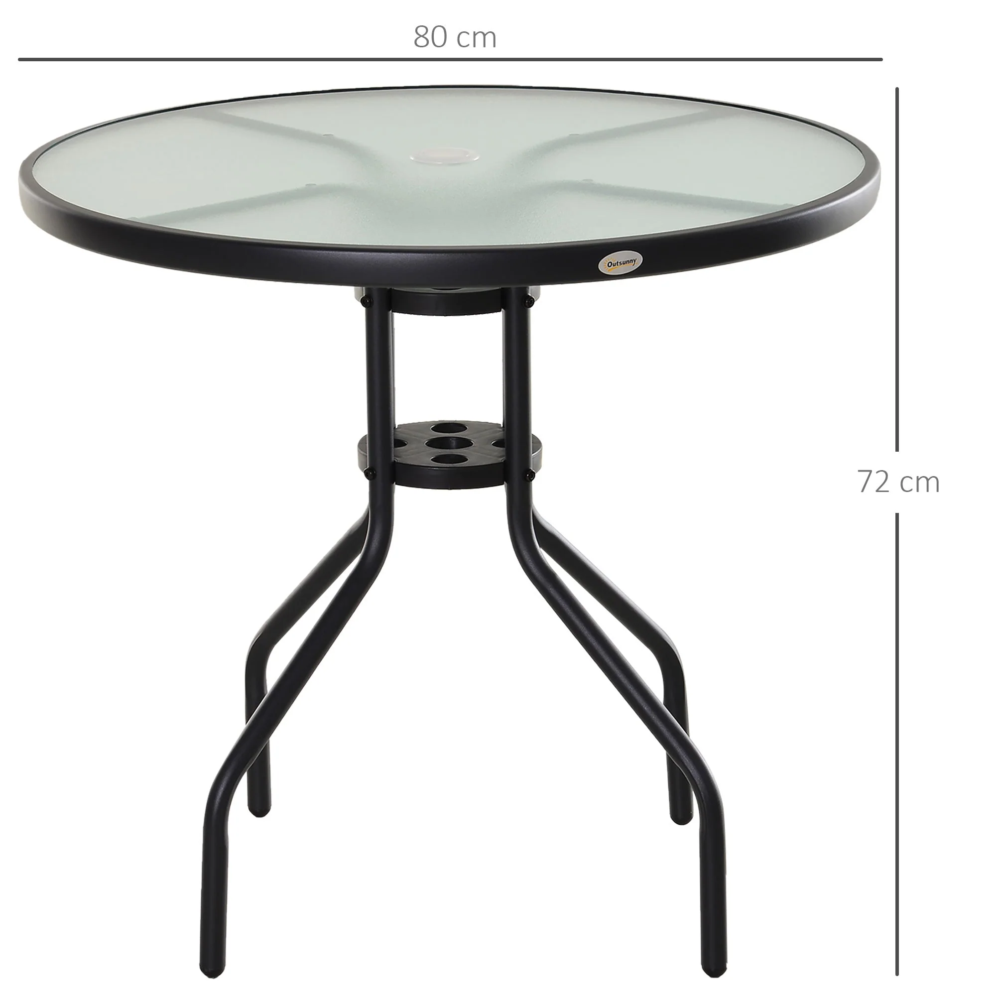 Bistro Table Outdoor Round Dining Coffee Table with Parasol Hole - Image 3