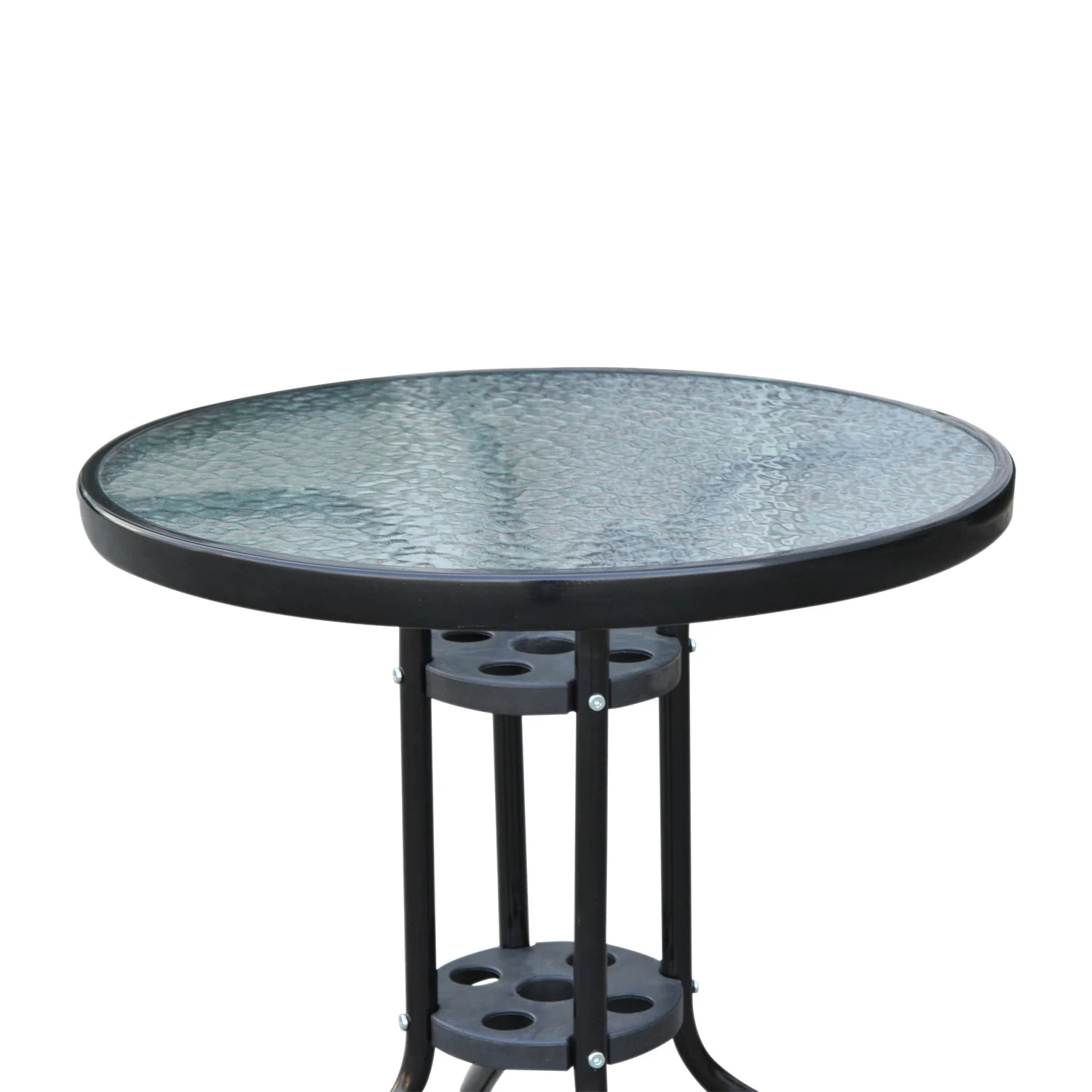 Bistro Table Outdoor Tempered Glass Top Table Garden Round Dining Table - 60cm Diameter - Image 4
