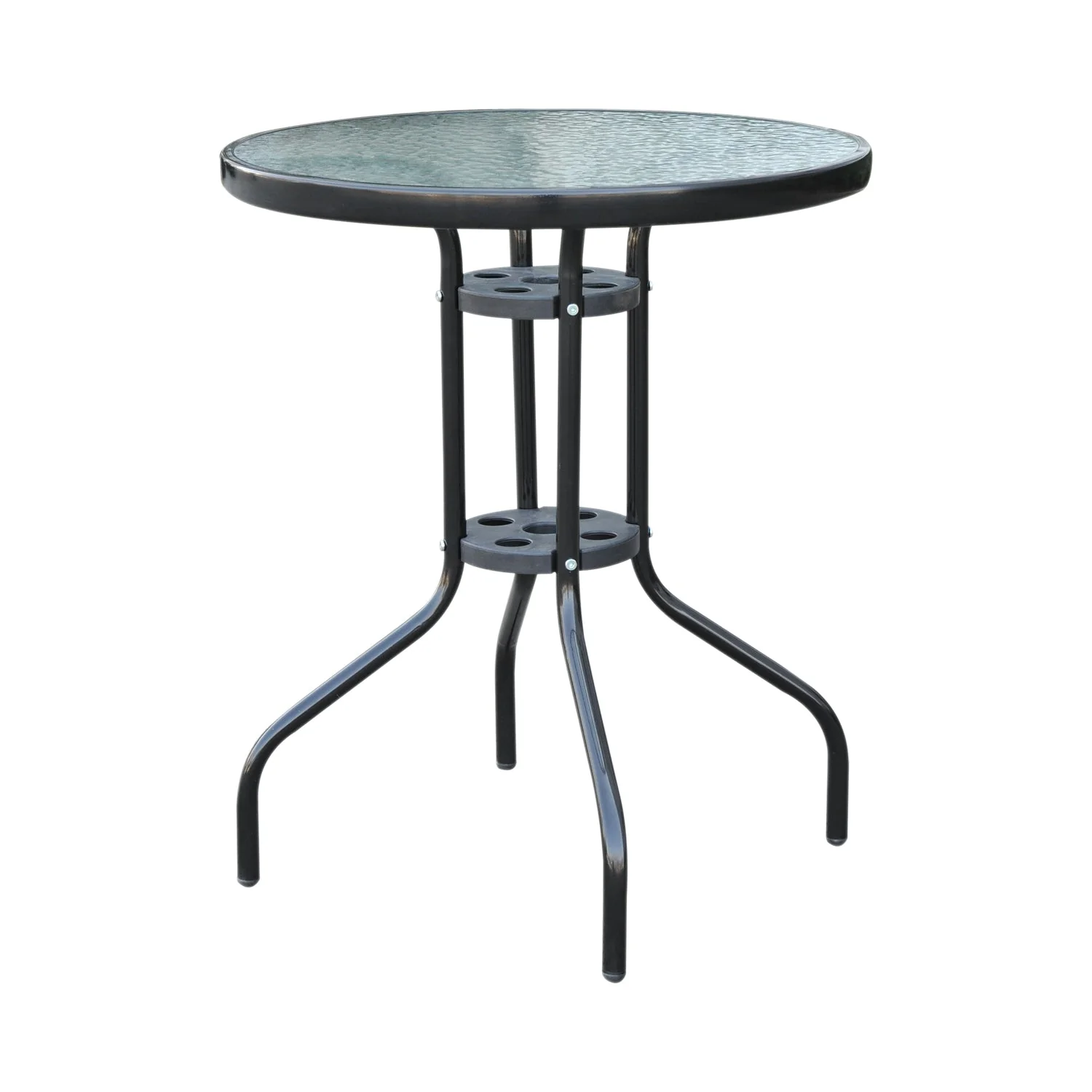 Bistro Table Outdoor Tempered Glass Top Table Garden Round Dining Table - 60cm Diameter - Image 6