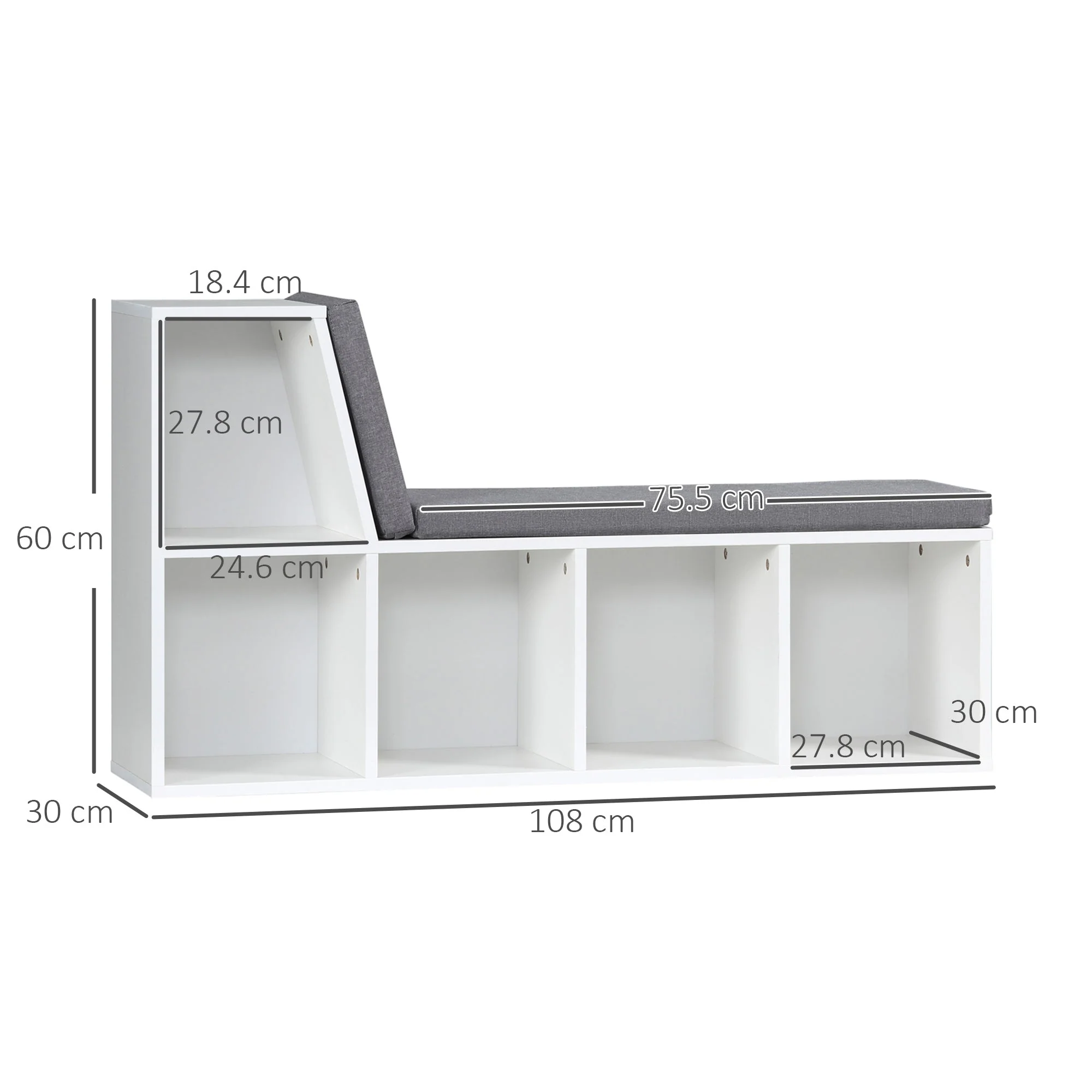 Bookcase Storage Shelf with Cushioned Reading Seat - Image 2