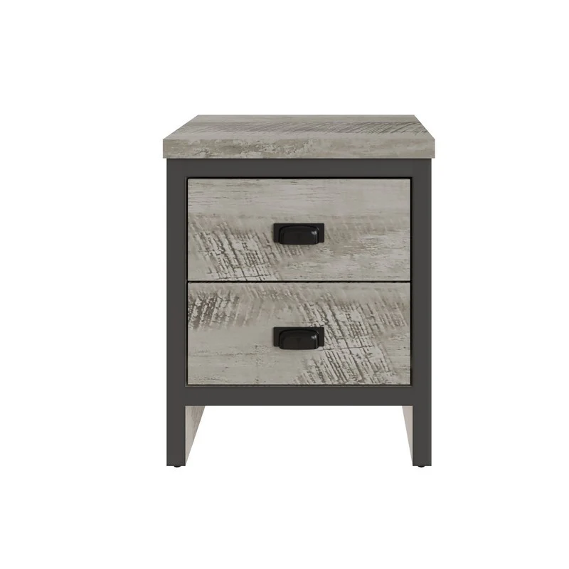 Boston Bedside Table Grey 2 Drawers - Image 4