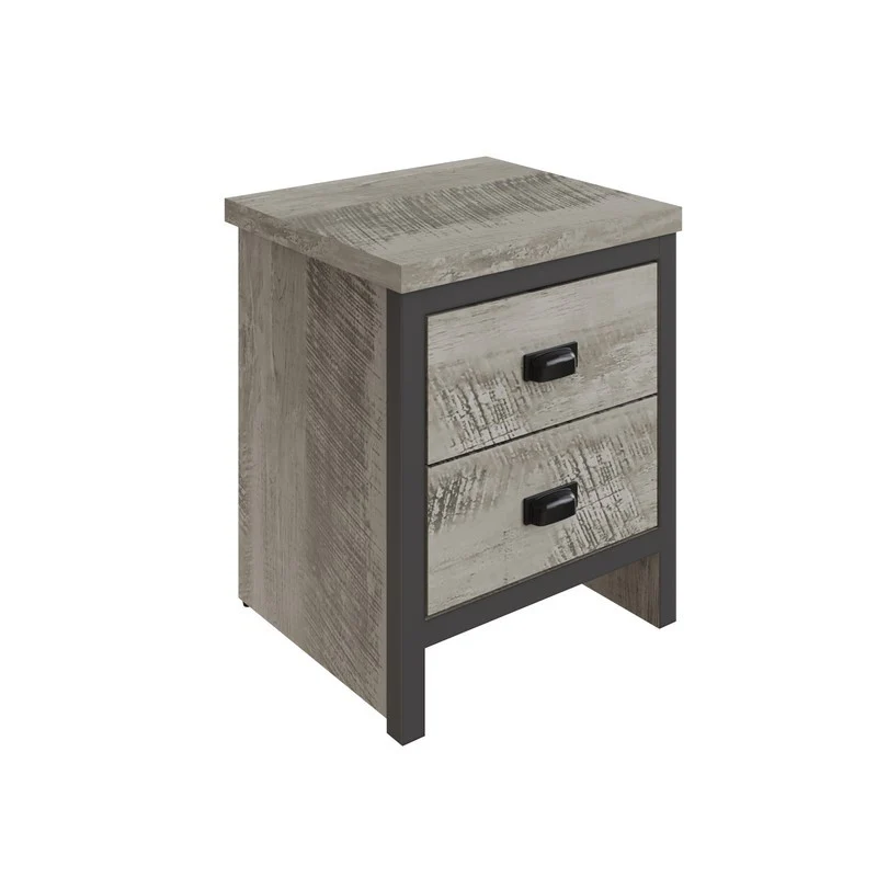 Boston Bedside Table Grey 2 Drawers - Image 5