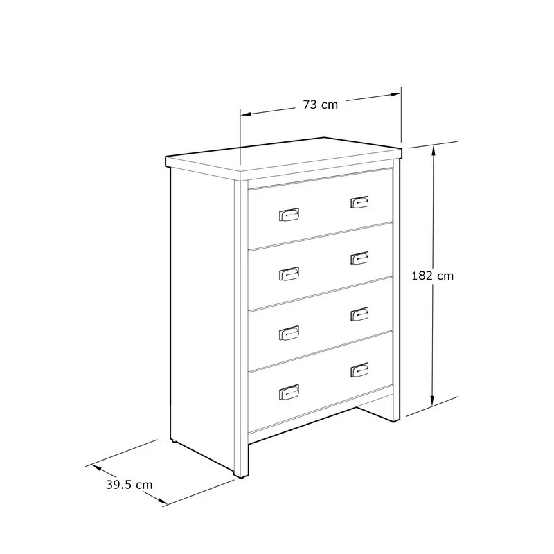 Boston Chest of Drawers Dark Grey 4 Drawers - Image 2