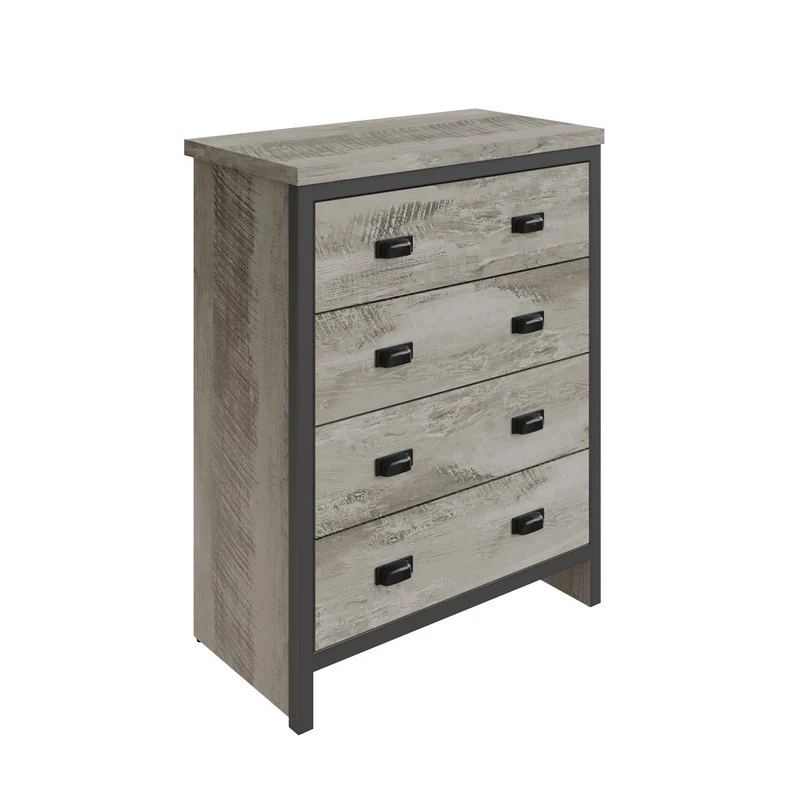 Boston Chest of Drawers Dark Grey 4 Drawers - Image 4