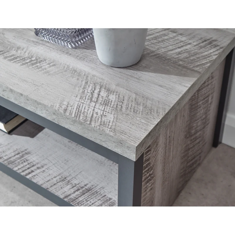 Boston Coffee Table Metal & Wood Grey 1 Shelf - Image 4
