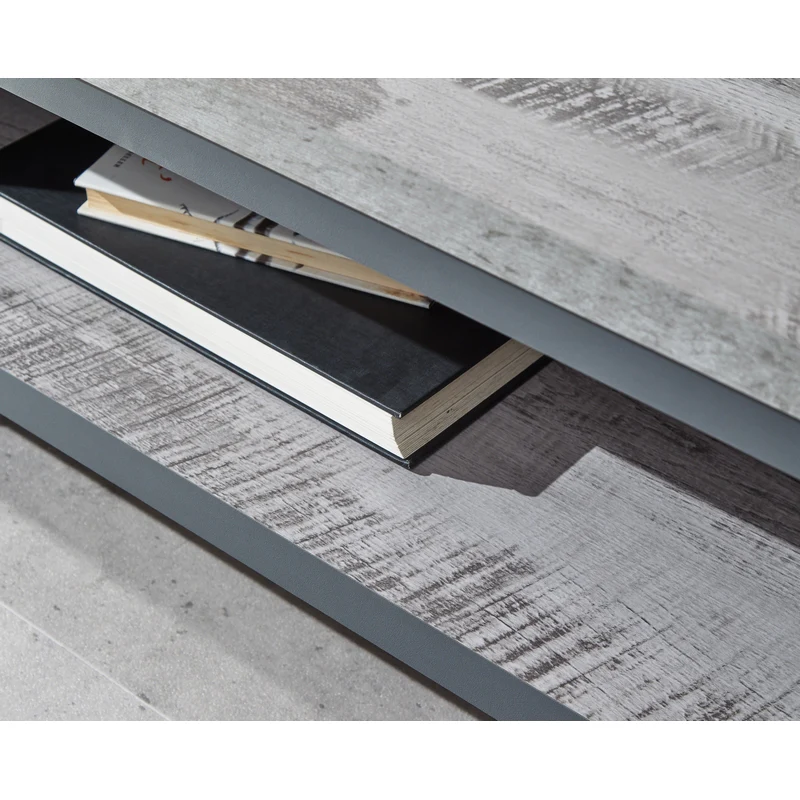 Boston Coffee Table Metal & Wood Grey 1 Shelf - Image 5