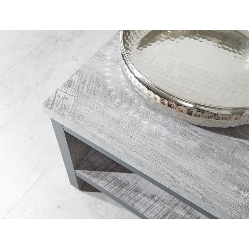 Boston Coffee Table Metal & Wood Grey 1 Shelf - Image 6