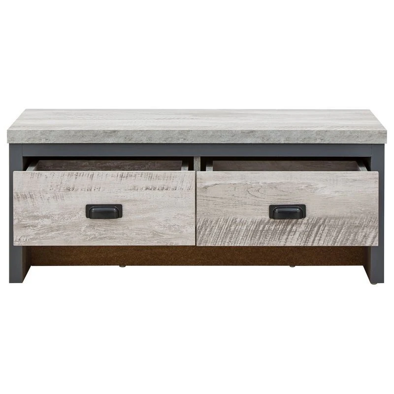 Boston Coffee Table Metal & Wood Grey 2 Drawers - Image 2