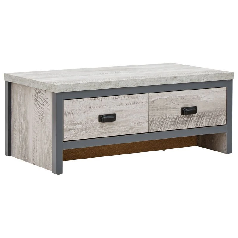 Boston Coffee Table Metal & Wood Grey 2 Drawers - Image 3