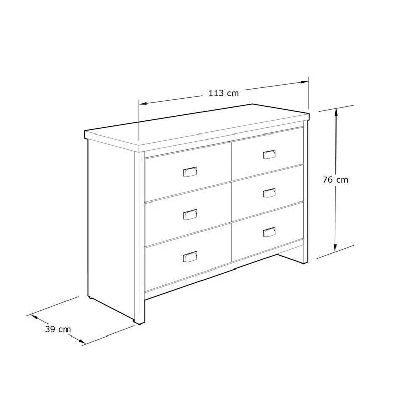 Boston Large Chest of Drawers Grey 6 Drawers - Image 6