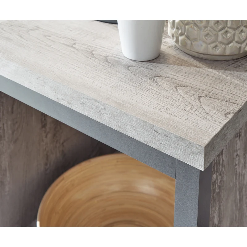 Boston Side Table Metal & Wood Grey 1 Shelf - Image 3