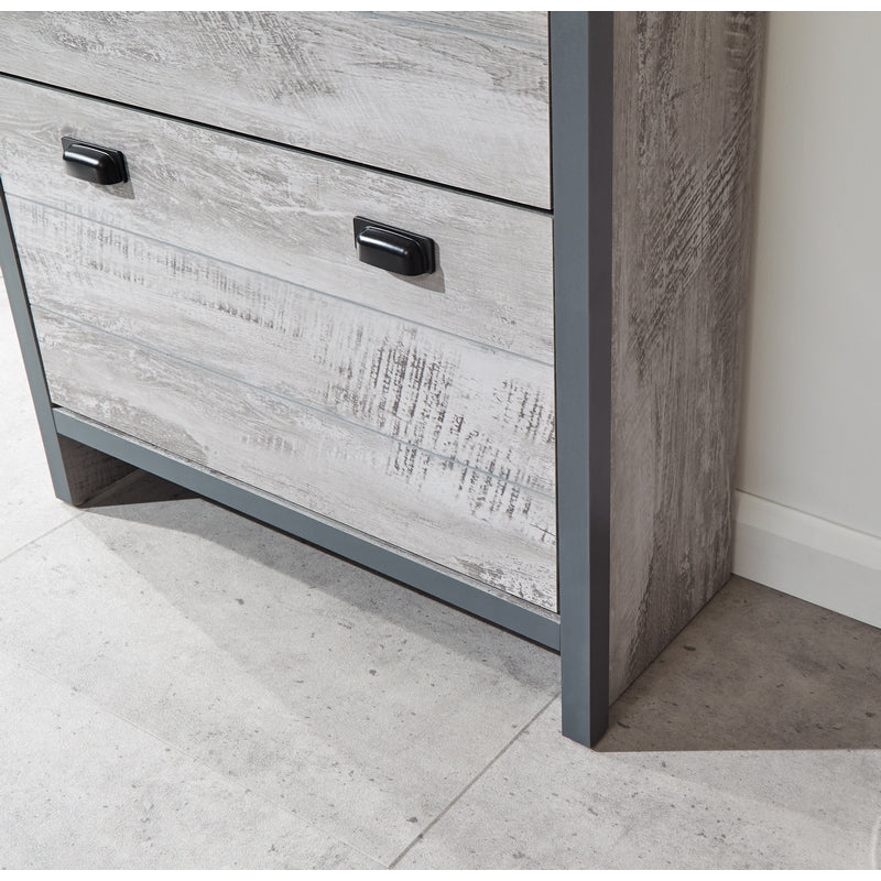 Boston Tall Shoe Storage Metal & Wood Grey 2 Doors 2 Shelves 1 Drawer - Image 7