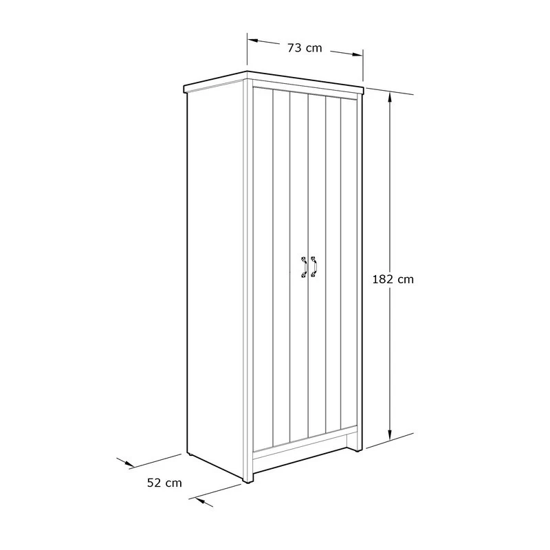 Boston Tall Wardrobe Grey 2 Doors 1 Shelf - Image 2