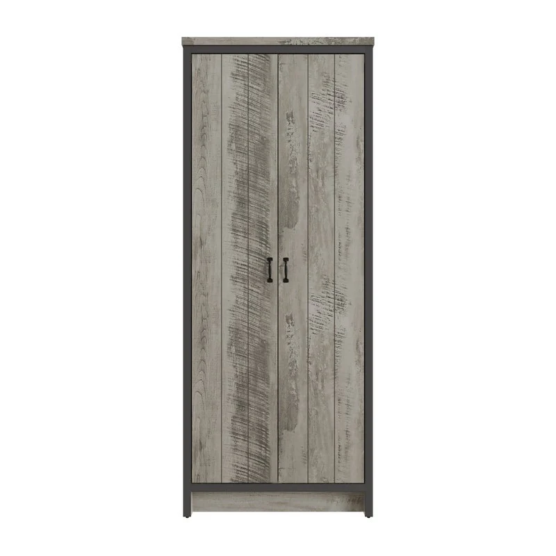 Boston Tall Wardrobe Grey 2 Doors 1 Shelf - Image 3