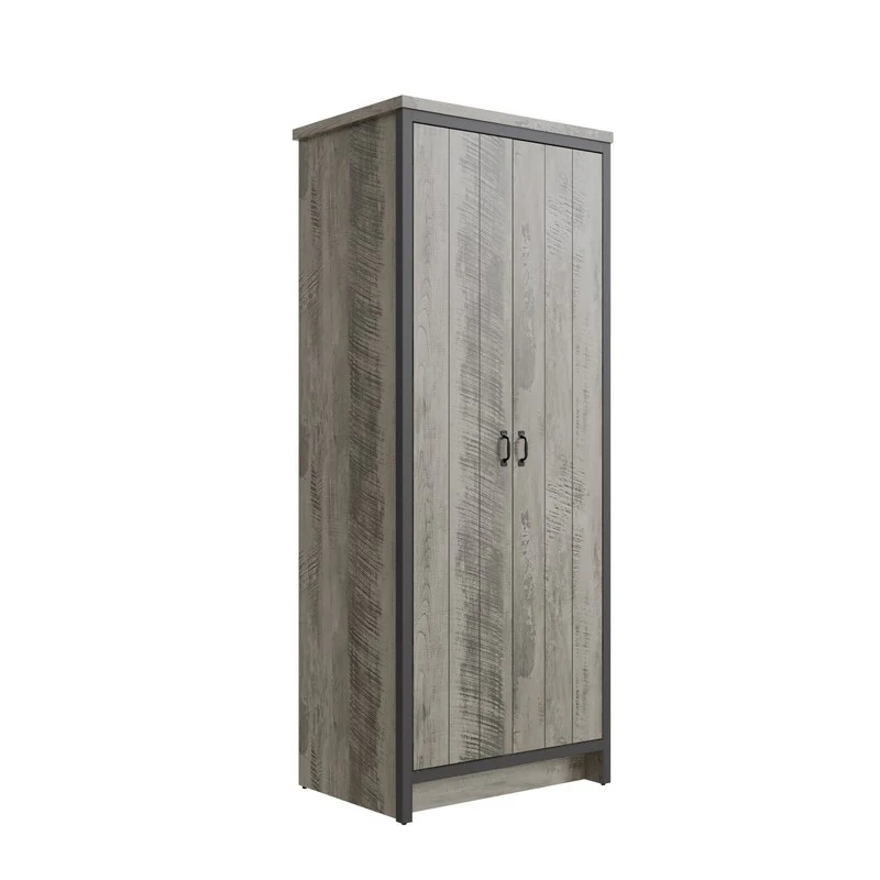 Boston Tall Wardrobe Grey 2 Doors 1 Shelf - Image 5