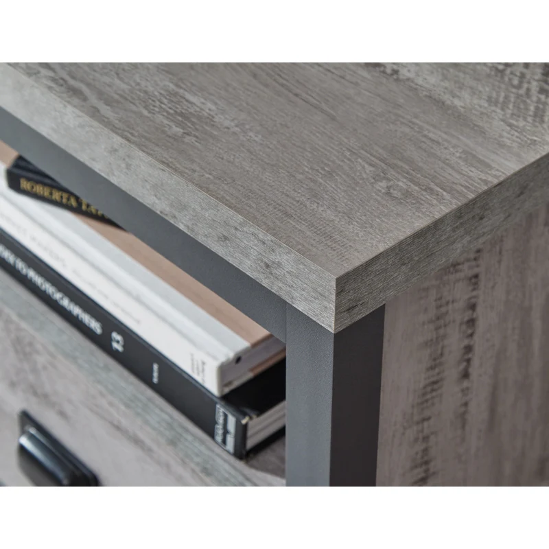 Boston TV Unit Metal & Wood Grey 1 Shelf 2 Drawers - Image 6