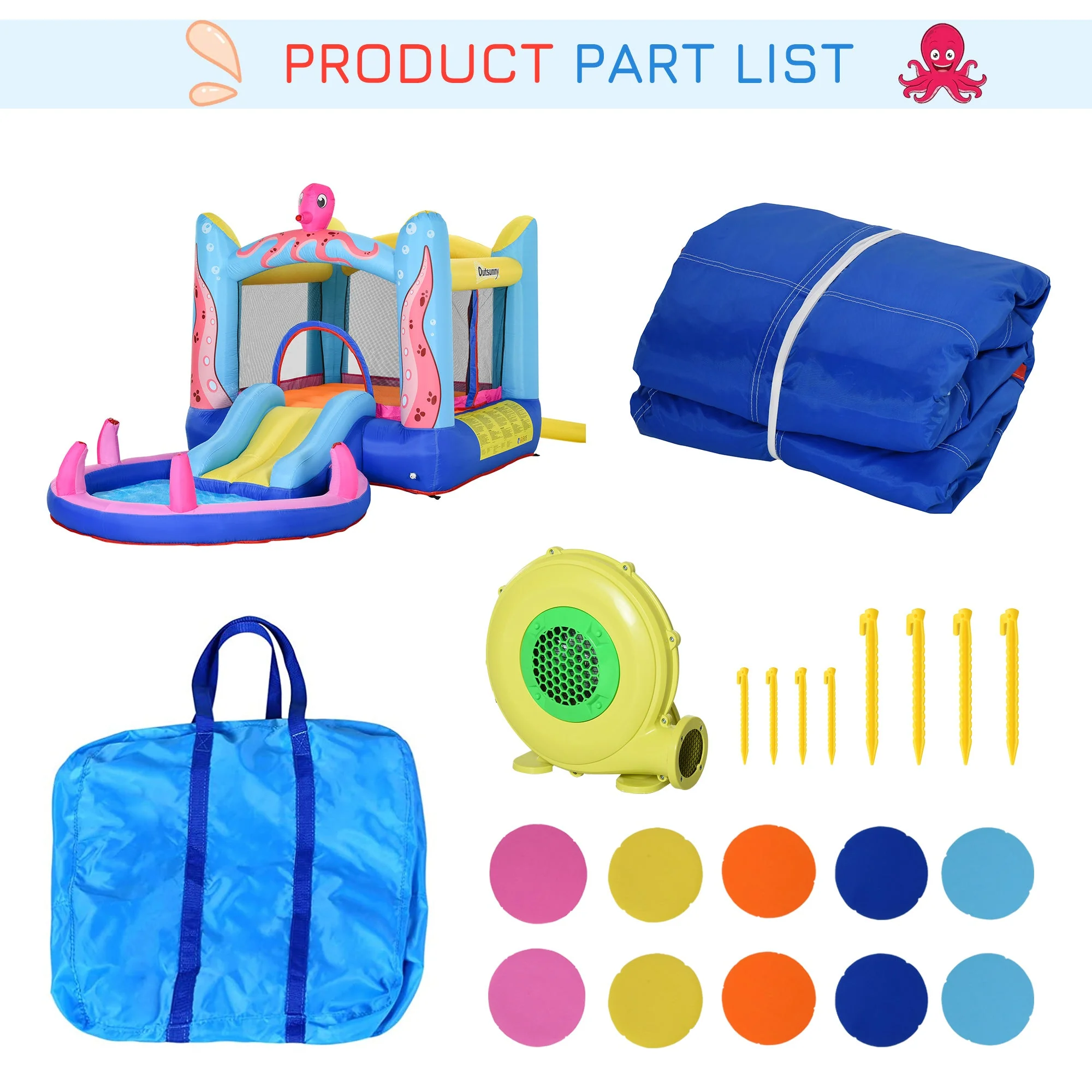 Bounce Castle Inflatable Trampoline Slide Pool Octopus Design 3.8 x 2 x 1.8m - Image 7