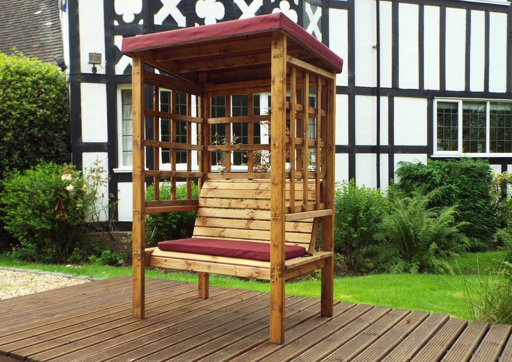 Bramham Garden Arbour by Charles Taylor - 2 Seats Burgundy Cushions - Image 4