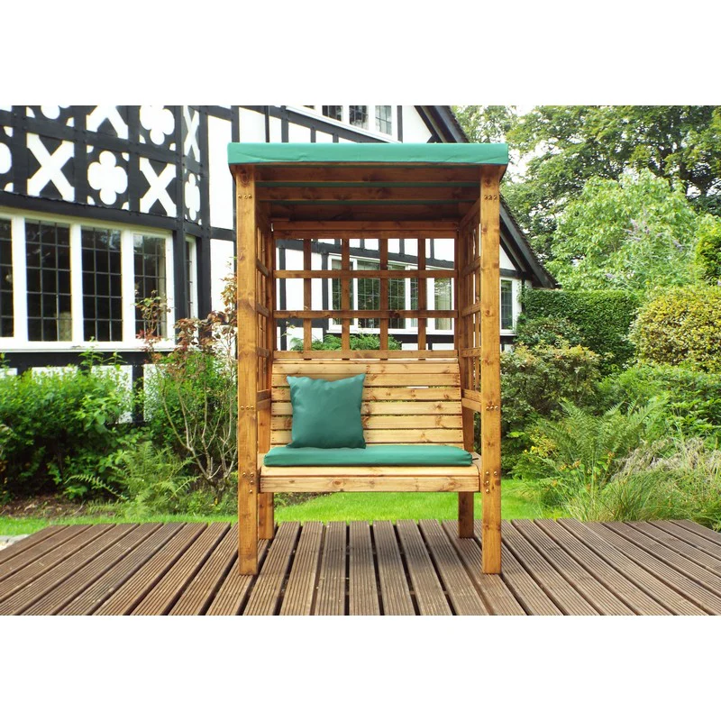 Bramham Garden Arbour by Charles Taylor - 2 Seats Green Cushions - Image 2