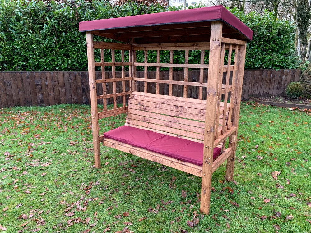 Bramham Garden Arbour by Charles Taylor - 3 Seats Burgundy Cushions - Image 10