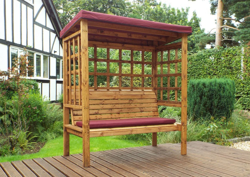 Bramham Garden Arbour by Charles Taylor - 3 Seats Burgundy Cushions - Image 2