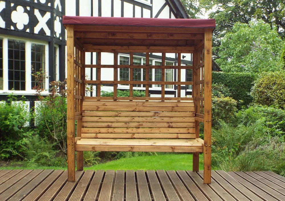 Bramham Garden Arbour by Charles Taylor - 3 Seats Burgundy Cushions - Image 3
