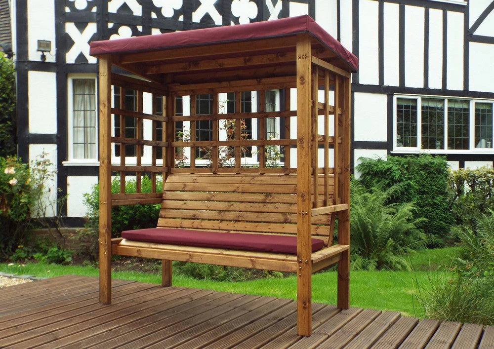 Bramham Garden Arbour by Charles Taylor - 3 Seats Burgundy Cushions - Image 5