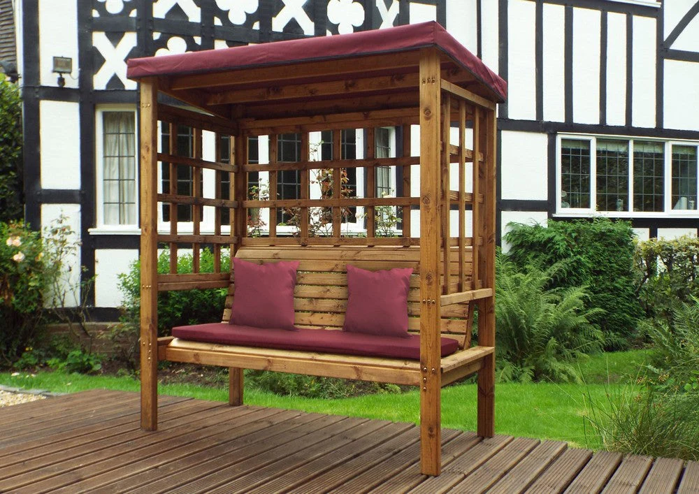 Bramham Garden Arbour by Charles Taylor - 3 Seats Burgundy Cushions - Image 7
