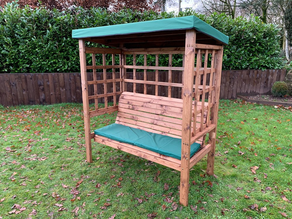 Bramham Garden Arbour by Charles Taylor - 3 Seats Green Cushions - Image 11