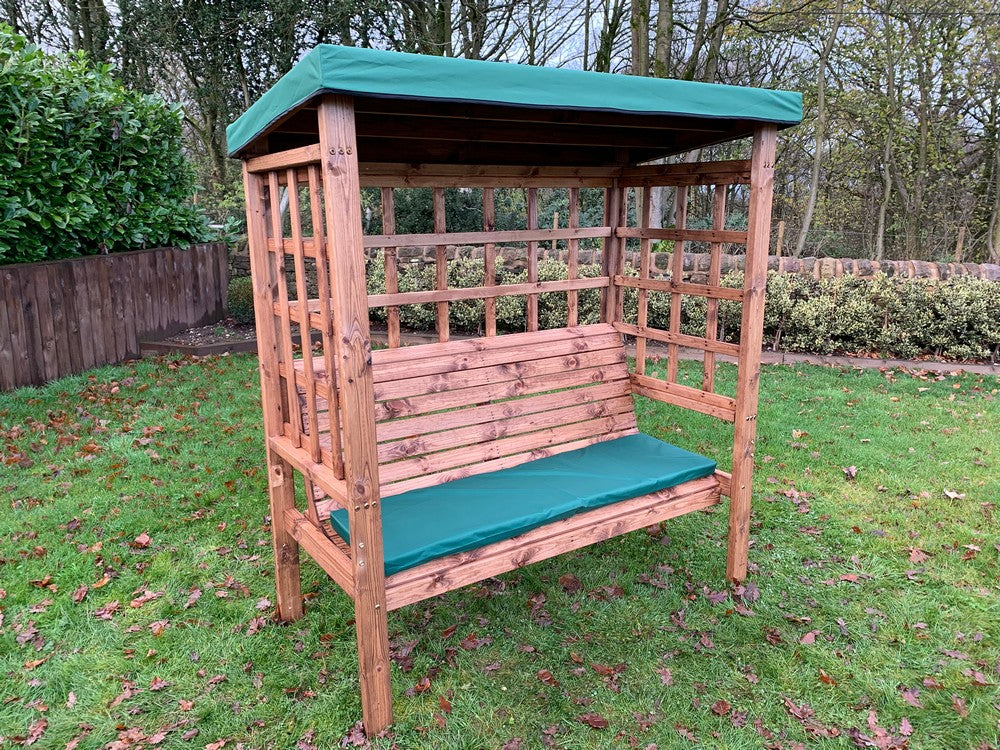 Bramham Garden Arbour by Charles Taylor - 3 Seats Green Cushions - Image 12