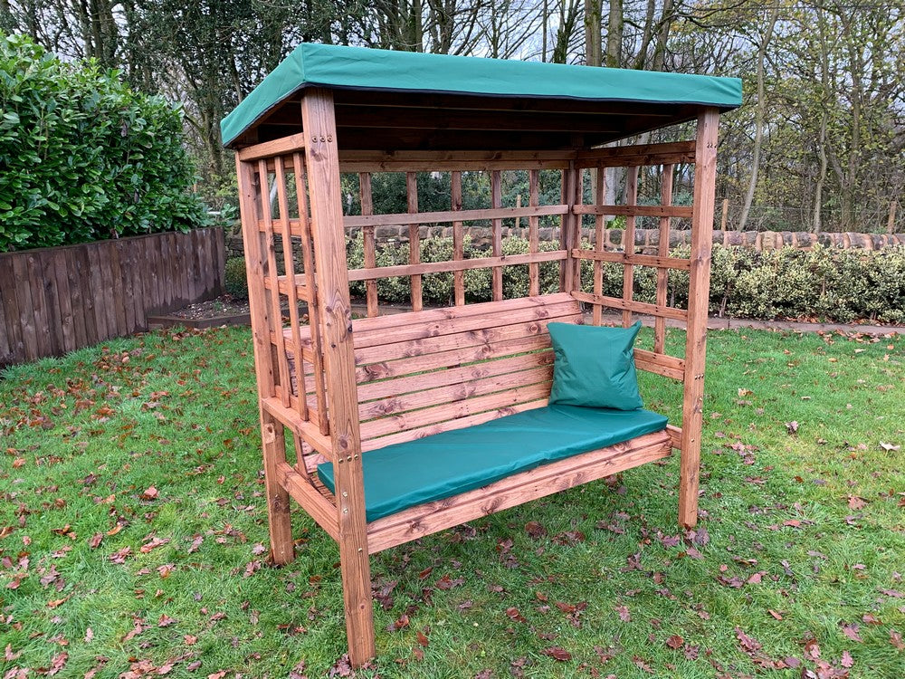 Bramham Garden Arbour by Charles Taylor - 3 Seats Green Cushions - Image 13