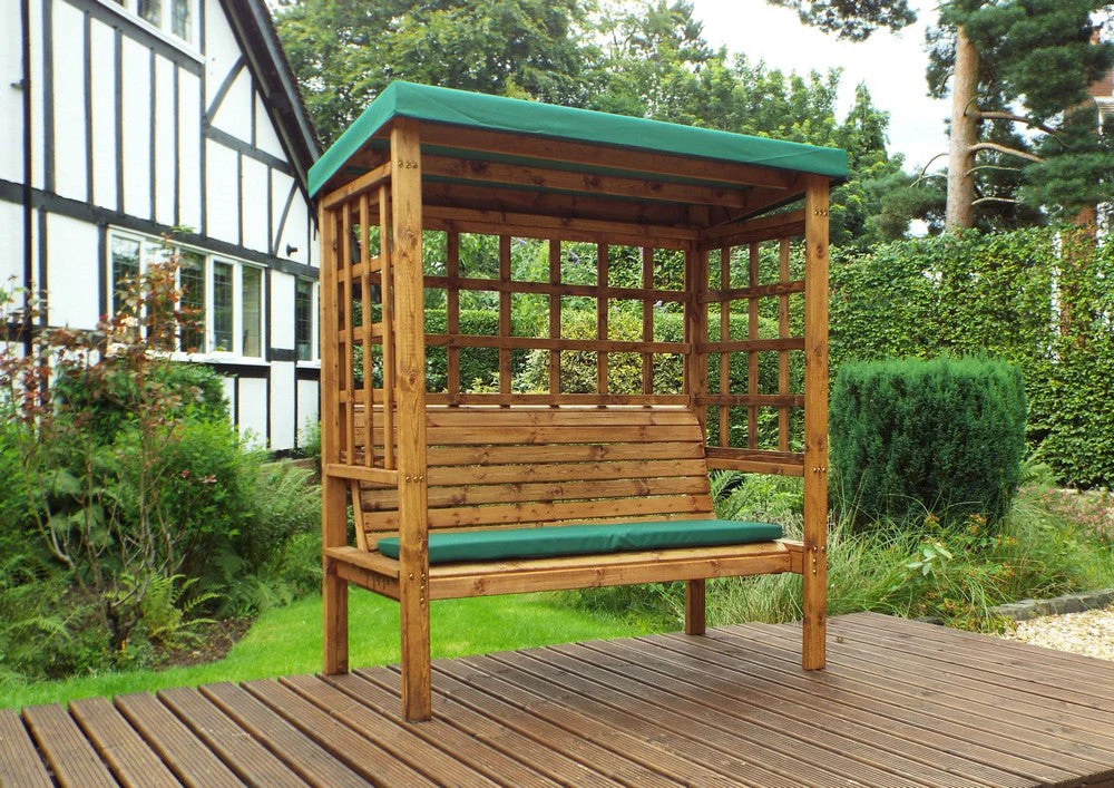 Bramham Garden Arbour by Charles Taylor - 3 Seats Green Cushions - Image 2