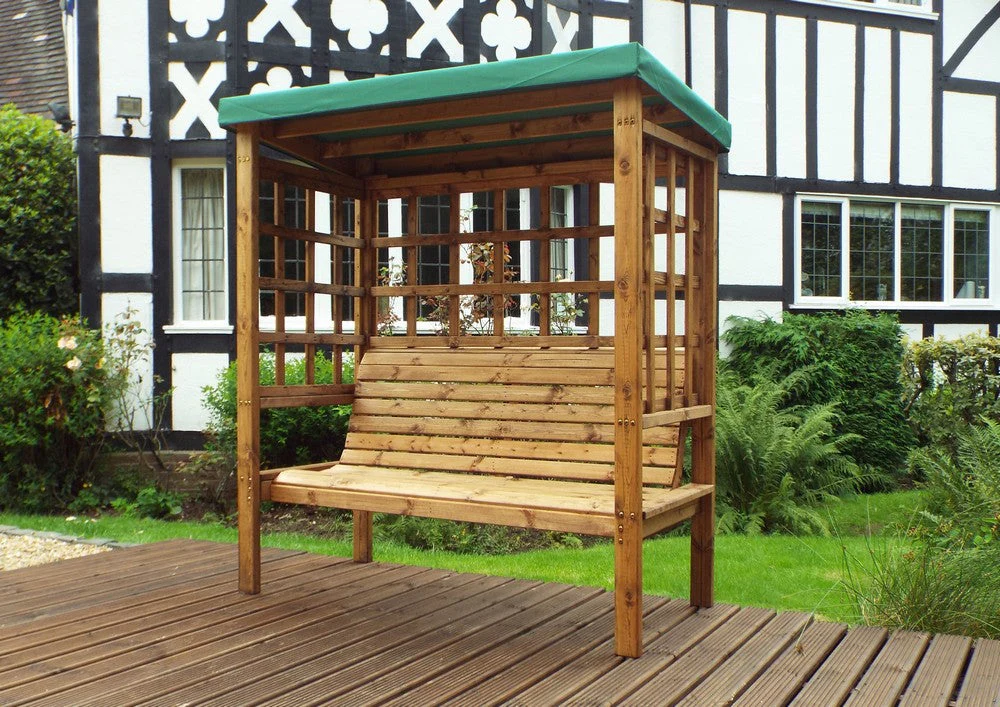 Bramham Garden Arbour by Charles Taylor - 3 Seats Green Cushions - Image 4