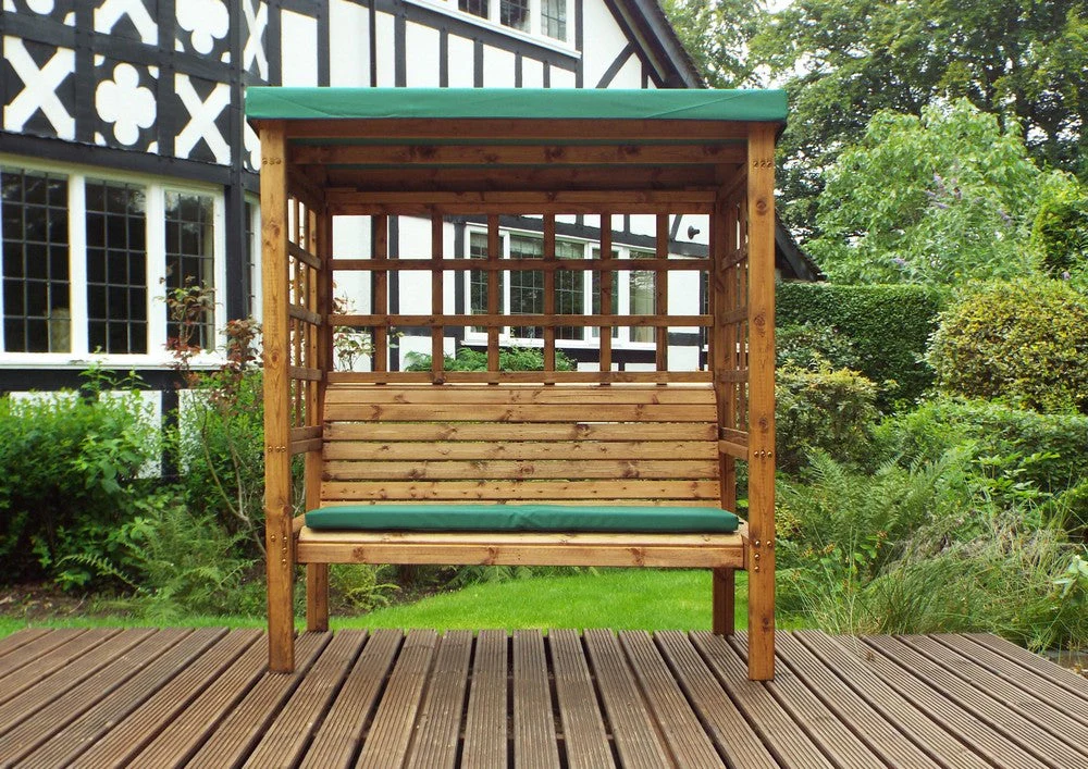 Bramham Garden Arbour by Charles Taylor - 3 Seats Green Cushions - Image 5