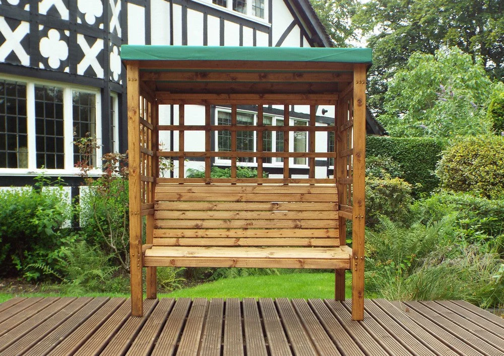 Bramham Garden Arbour by Charles Taylor - 3 Seats Green Cushions - Image 6