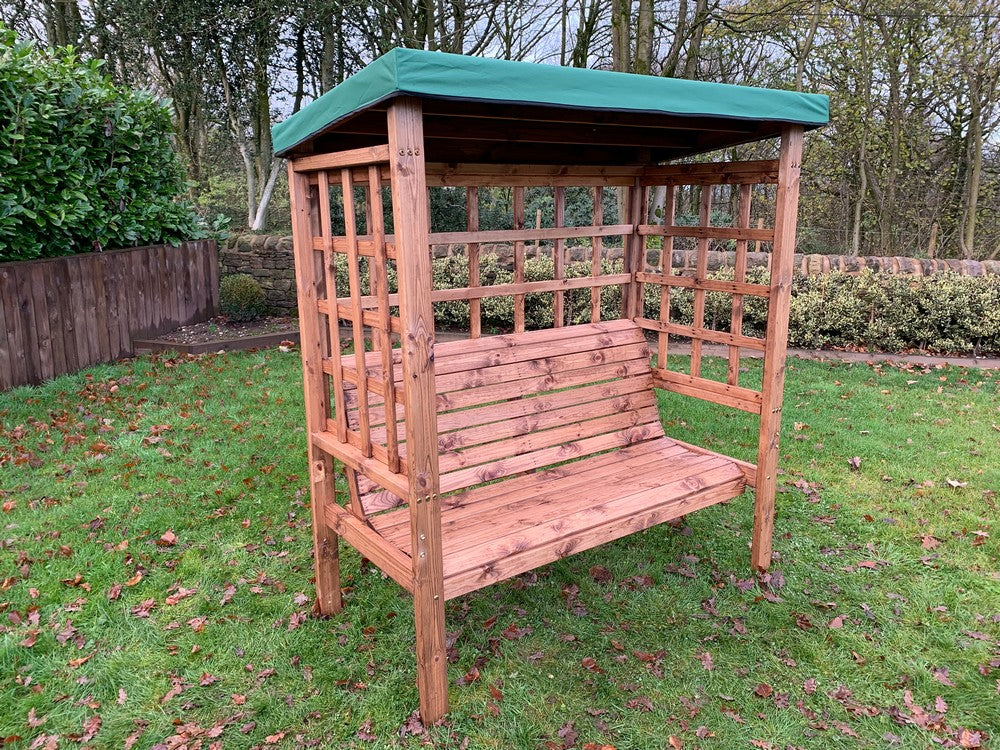 Bramham Garden Arbour by Charles Taylor - 3 Seats Green Cushions - Image 9