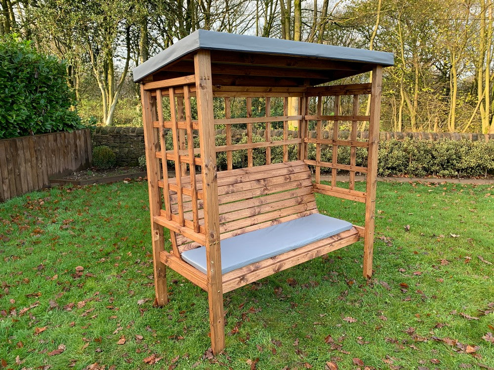 Bramham Garden Arbour by Charles Taylor - 3 Seats Grey Cushions - Image 7