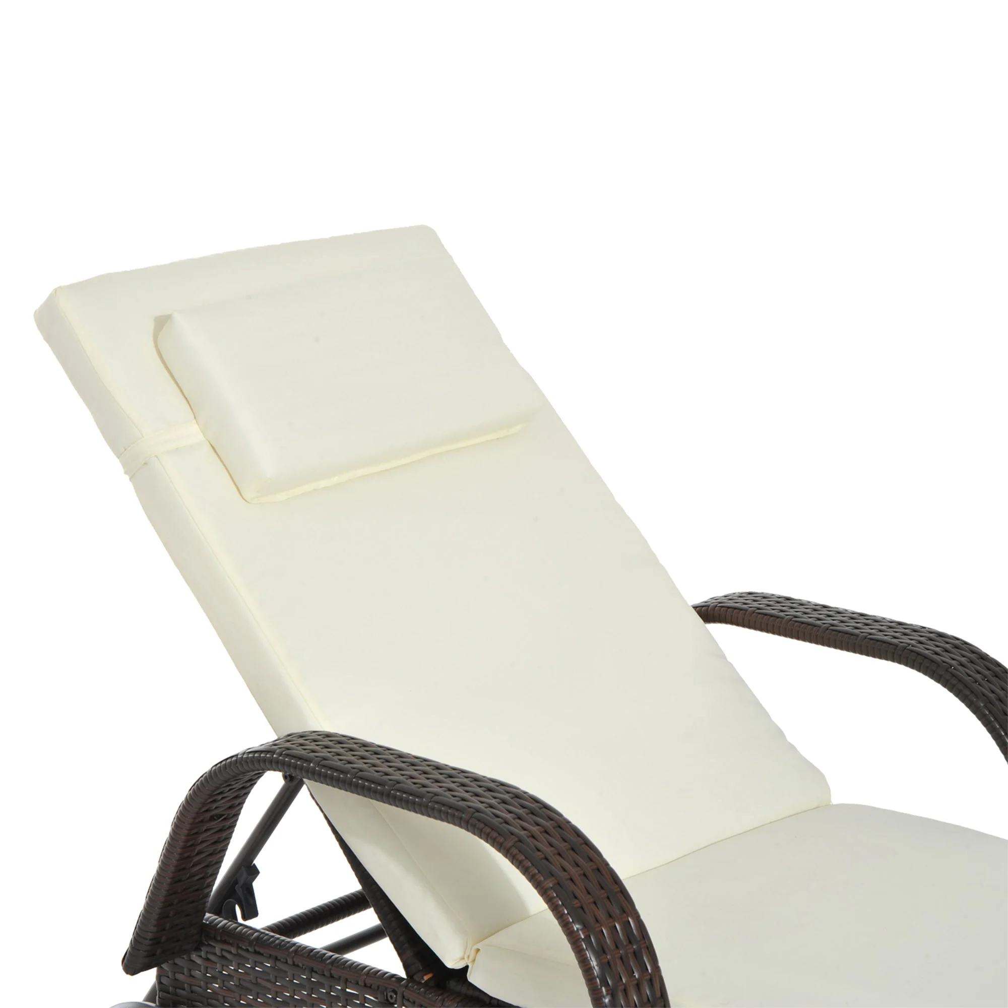 Brown Rattan Sun Lounger w/ Adjustable Steel Frame - Image 8