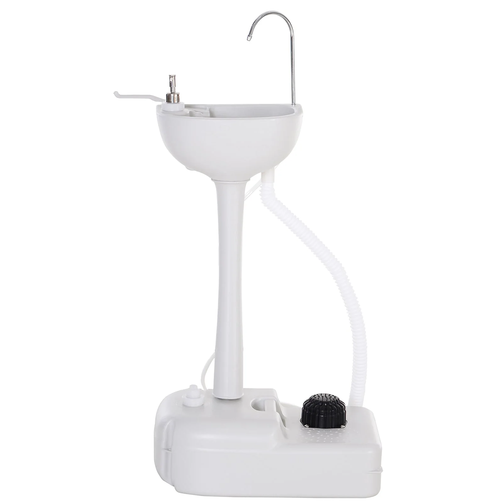 Camping Portable Handwash Sink w/ Towel Holder & Soap Dispenser Rolling Wheels Outdoor Drainage Equipment - Image 2