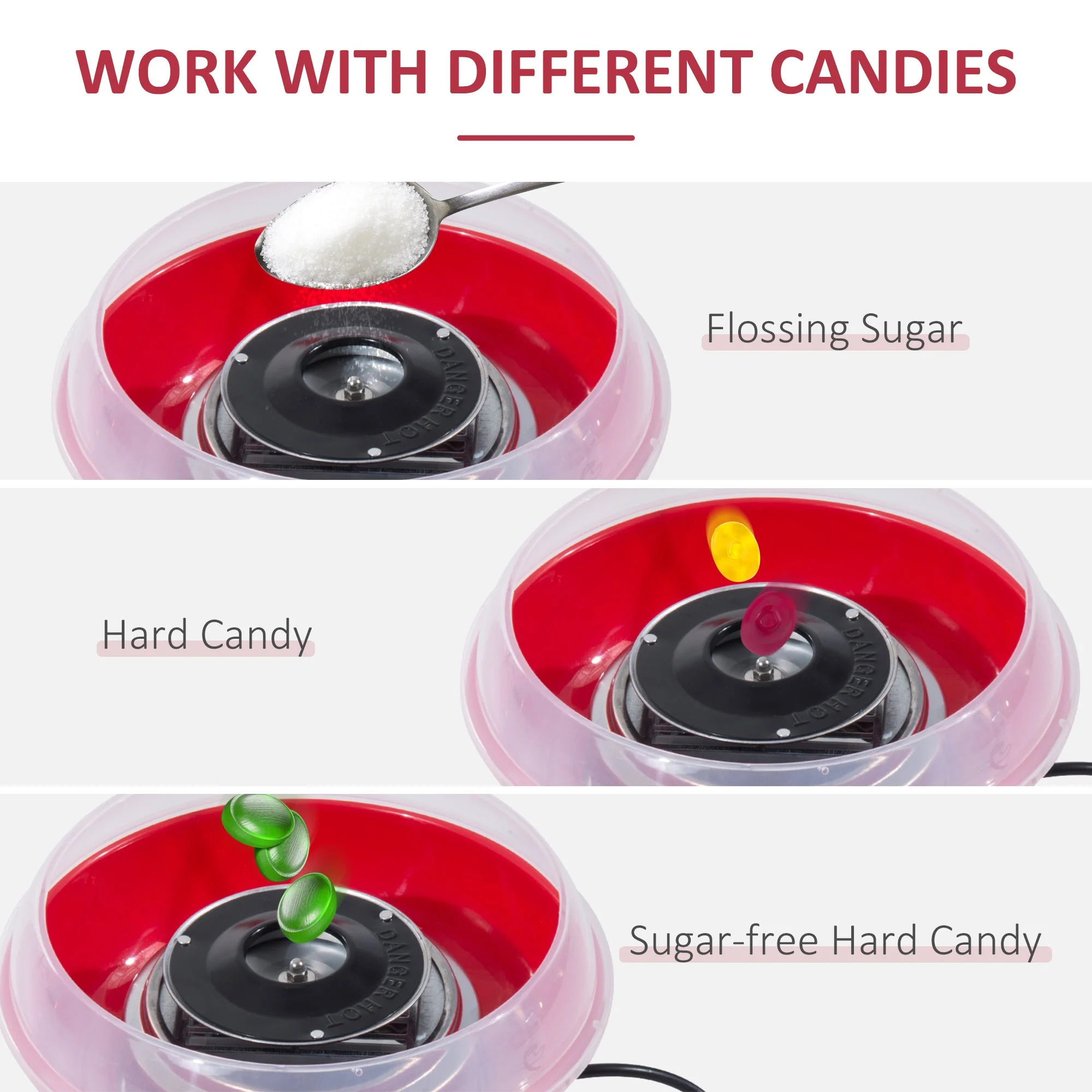 Candy Floss Machine Electric Cotton Candy Maker Gadgetry 450W Red - Image 4