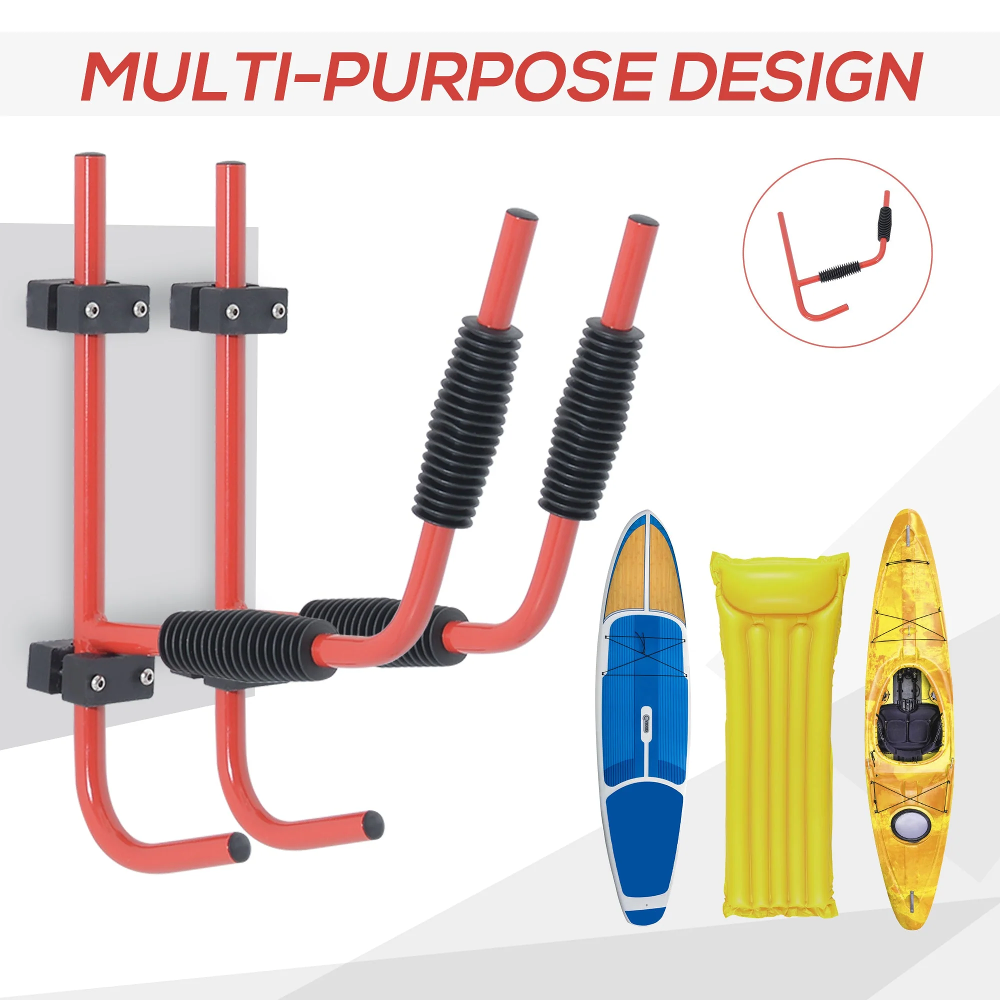 Canoe/Kayak Aluminum Wall Mount Hangers-Red - Image 6