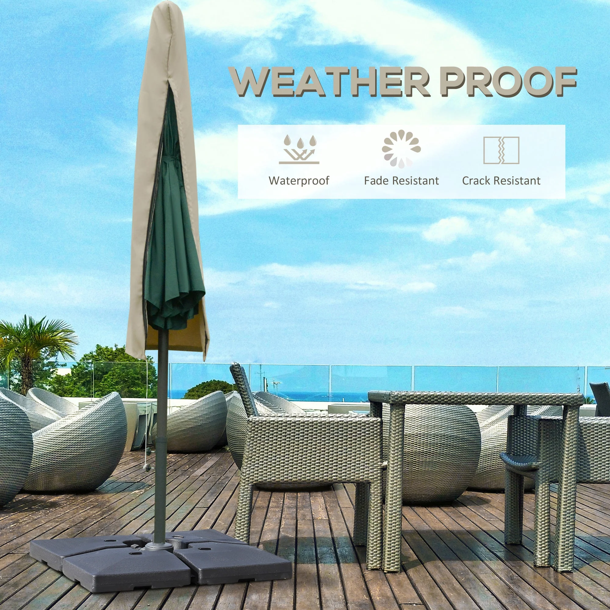 Cantilever Umbrella Cover Outdoor Parasol UV Protector Garden with Rod - Image 4