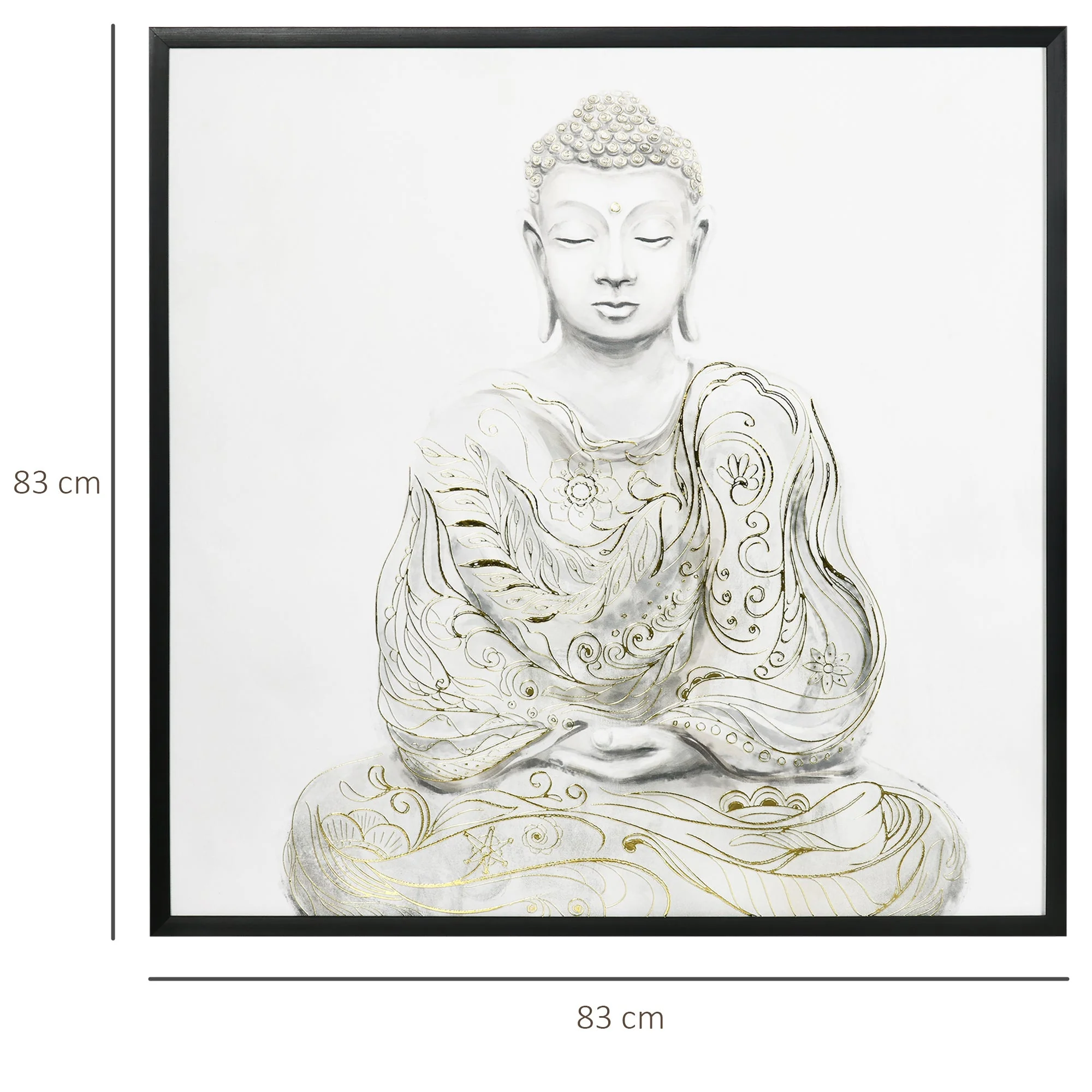 Canvas Wall Art Gold Textured Buddha Sit in Meditation - Image 3