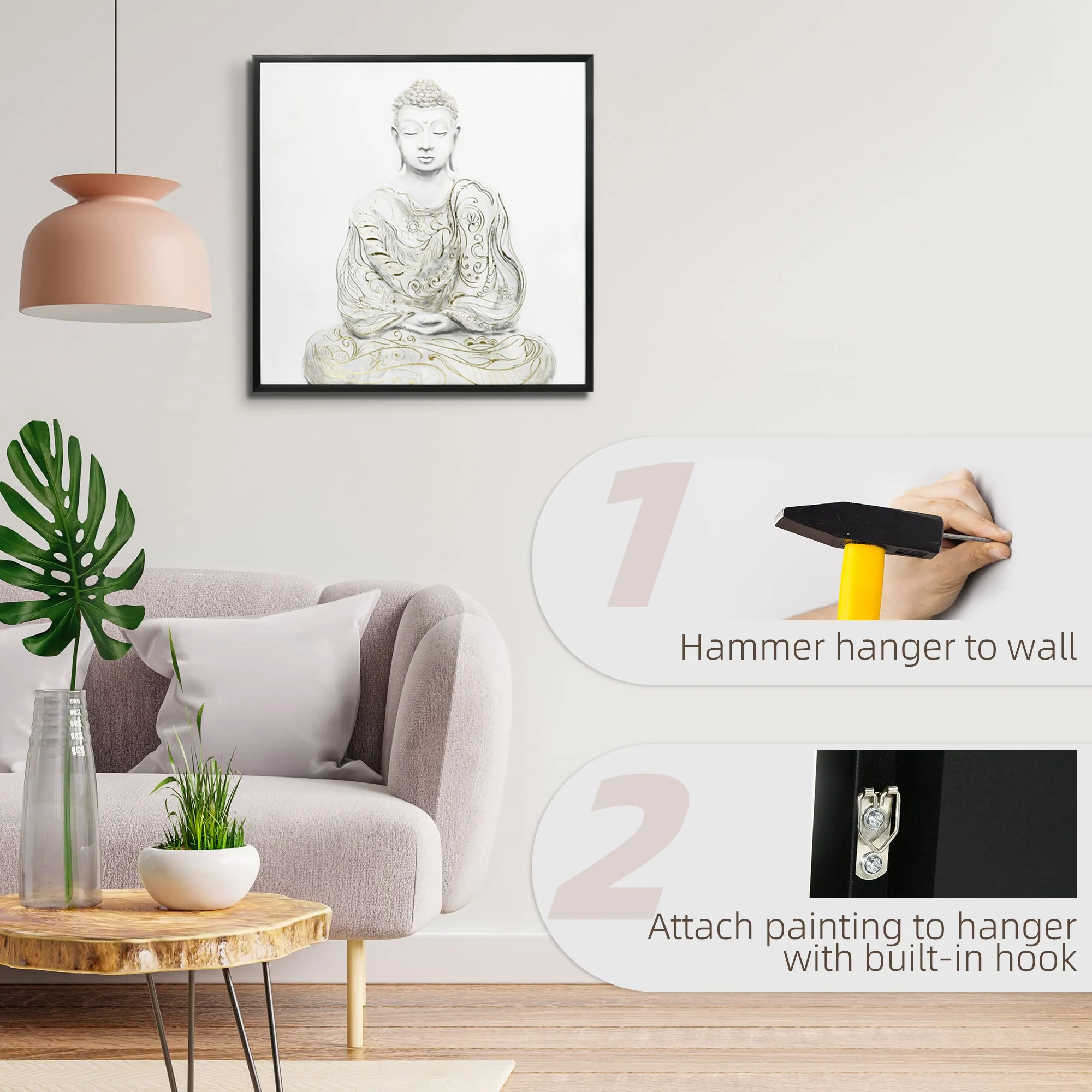 Canvas Wall Art Gold Textured Buddha Sit in Meditation - Image 5