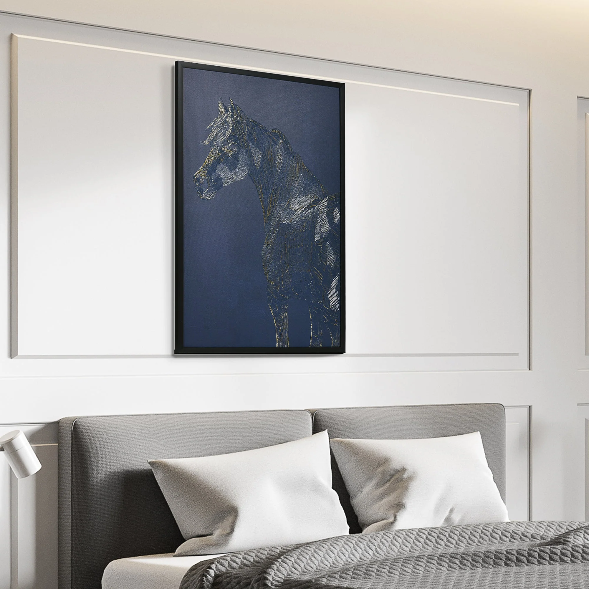 Canvas Wall Art Gold Textured Horse - Image 2