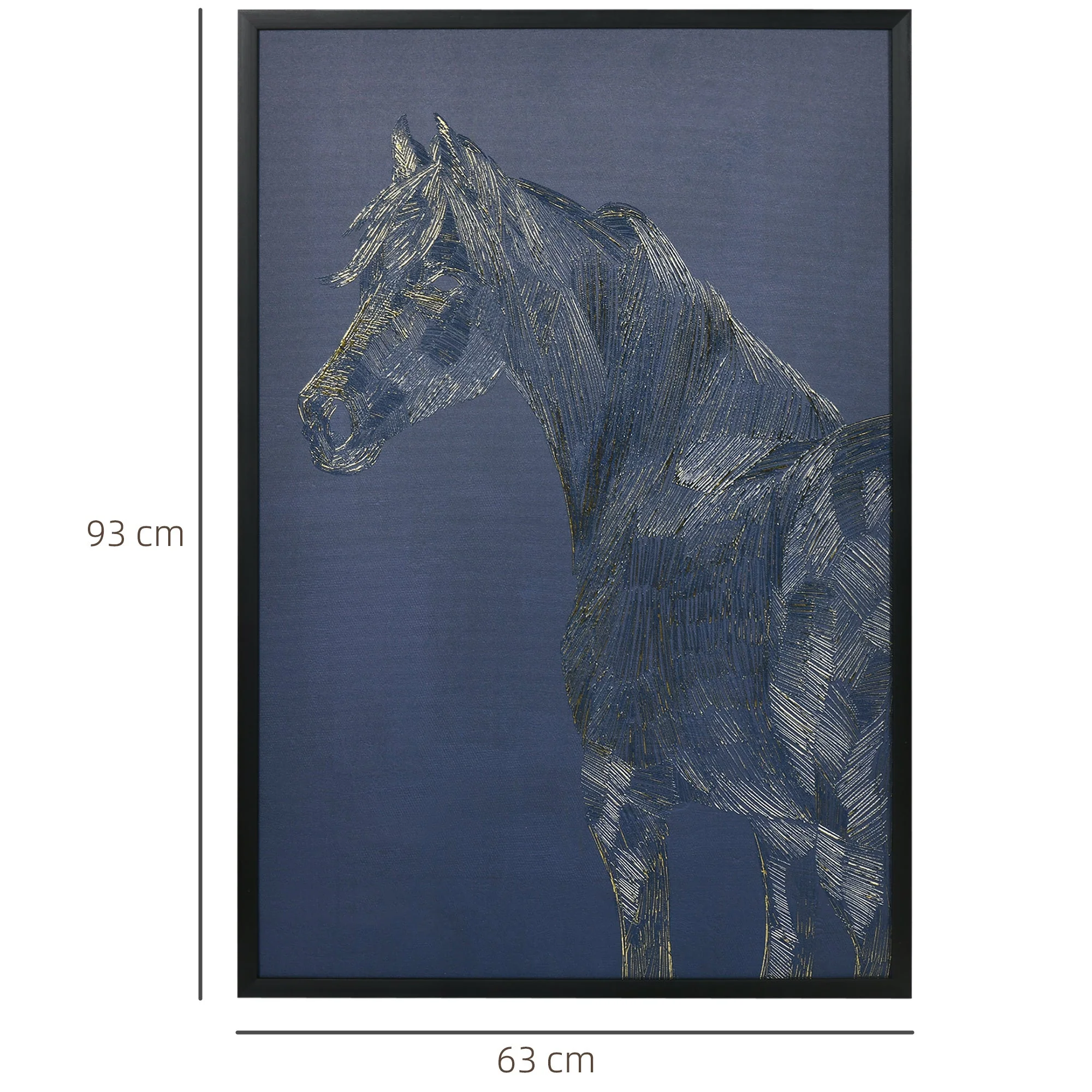 Canvas Wall Art Gold Textured Horse - Image 3