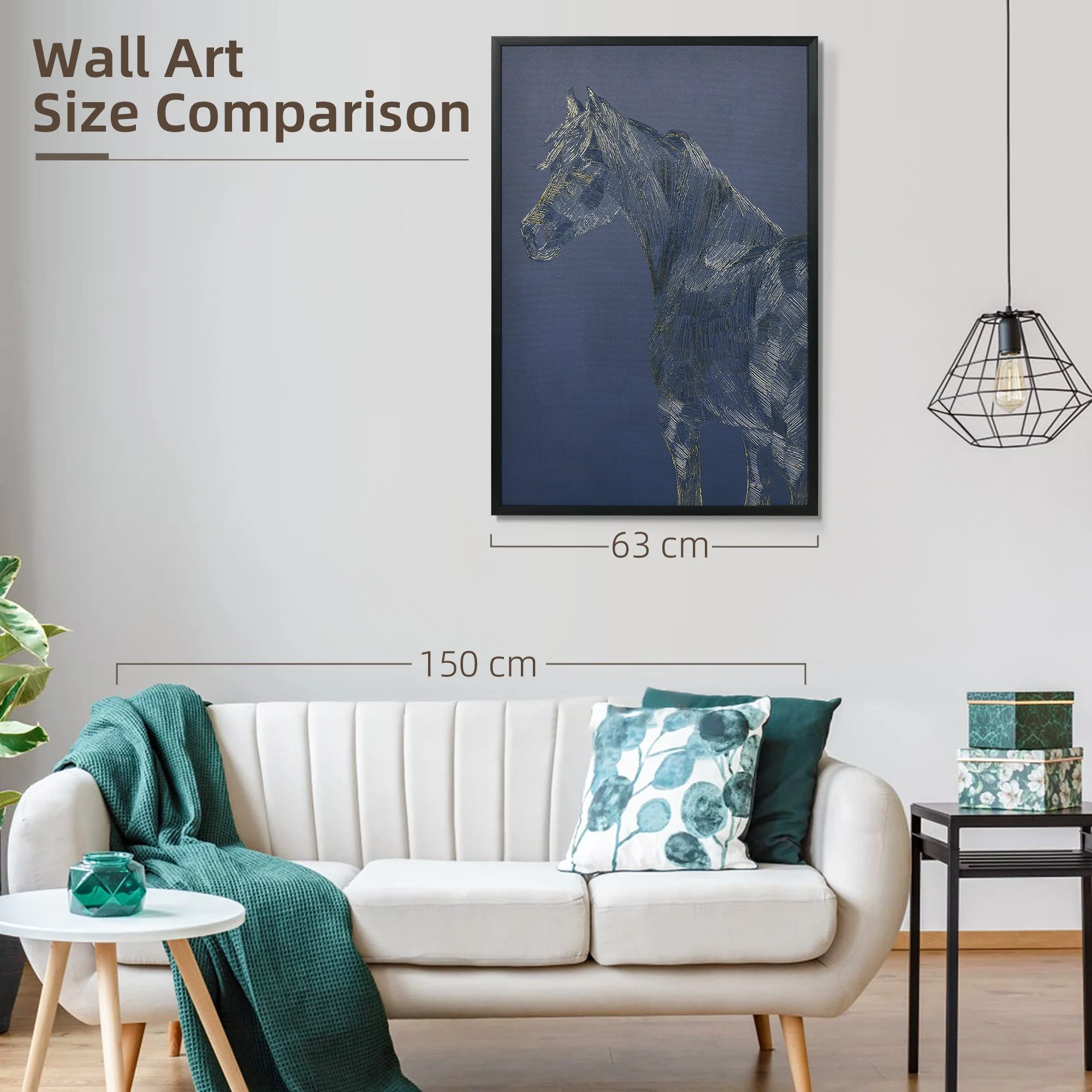 Canvas Wall Art Gold Textured Horse - Image 6