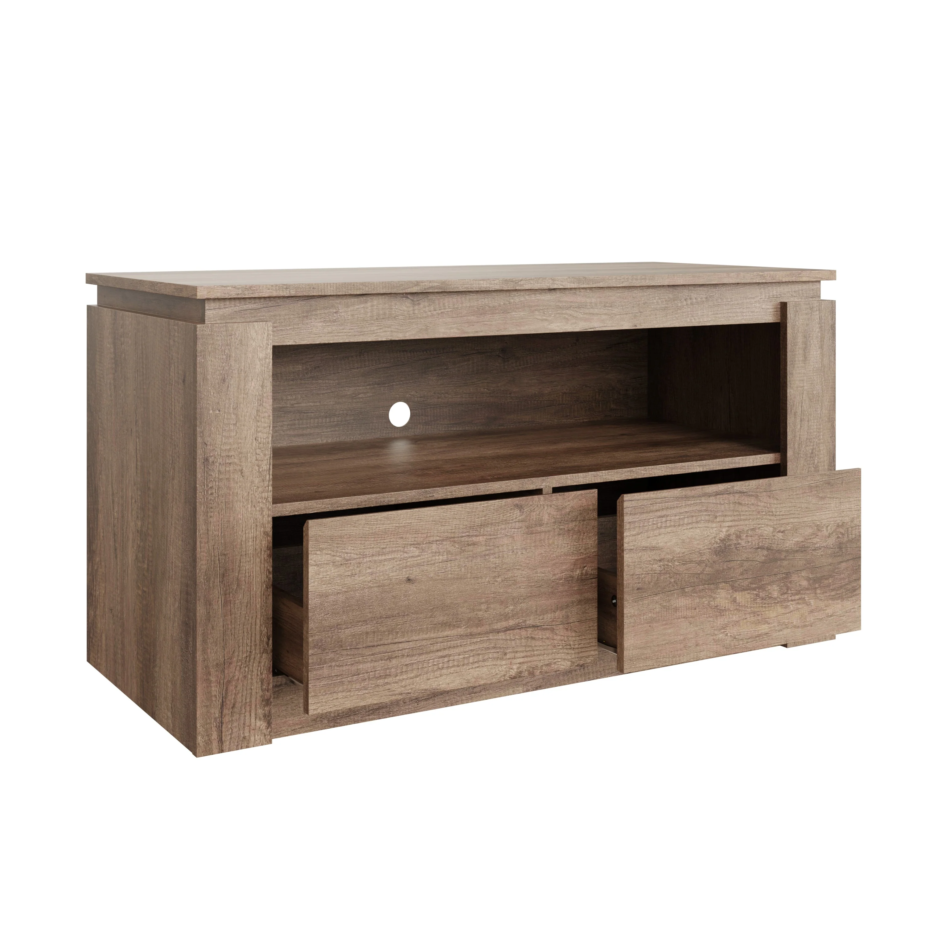 Canyon TV Unit Grey Oak 1 Shelf 2 Drawers - Image 4