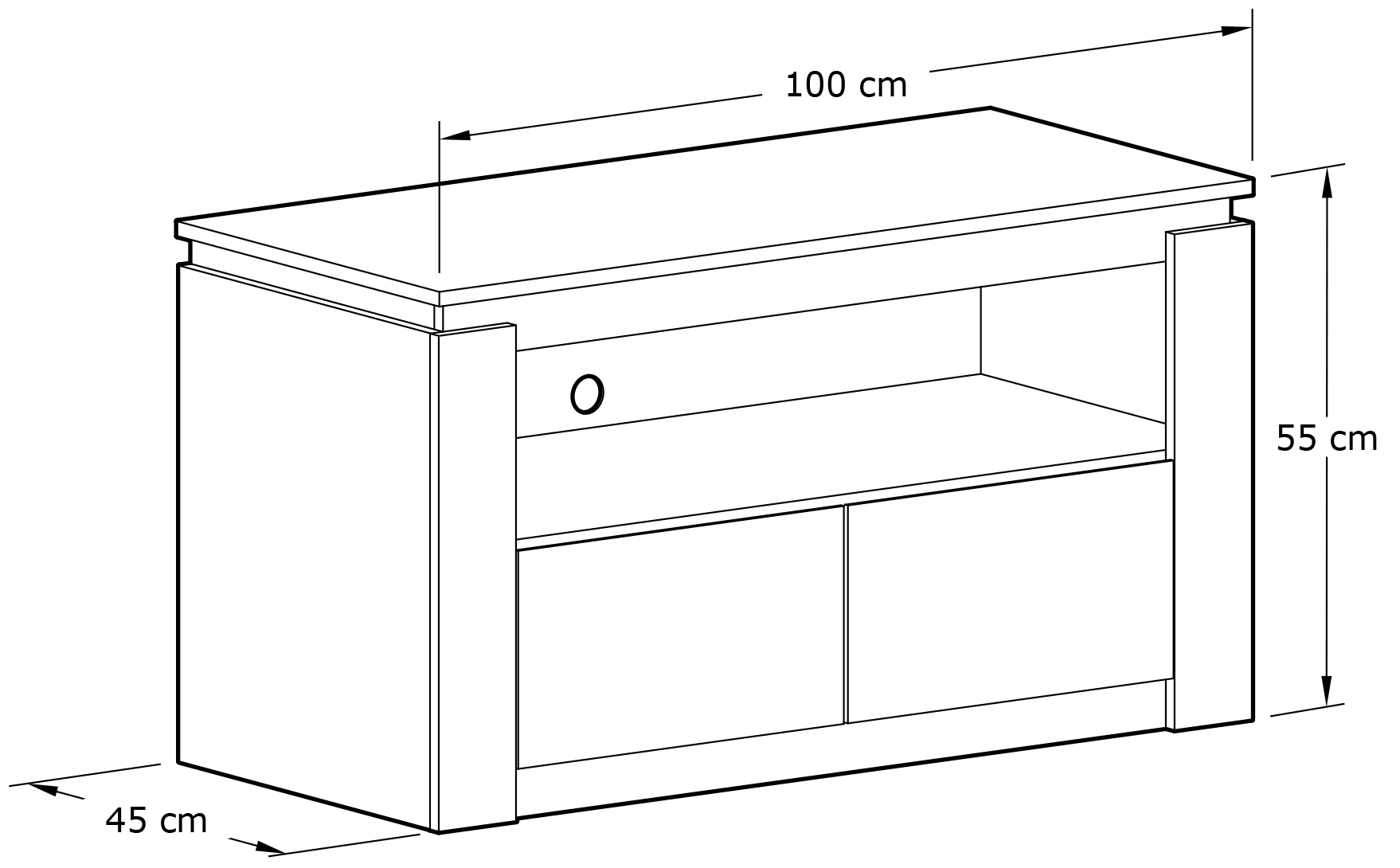 Canyon TV Unit Grey Oak 1 Shelf 2 Drawers - Image 5