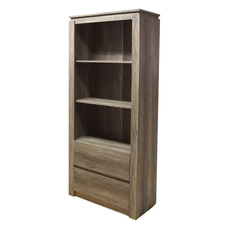 Canyon Tall Bookcase Natural 3 Shelves 2 Drawers - Image 3